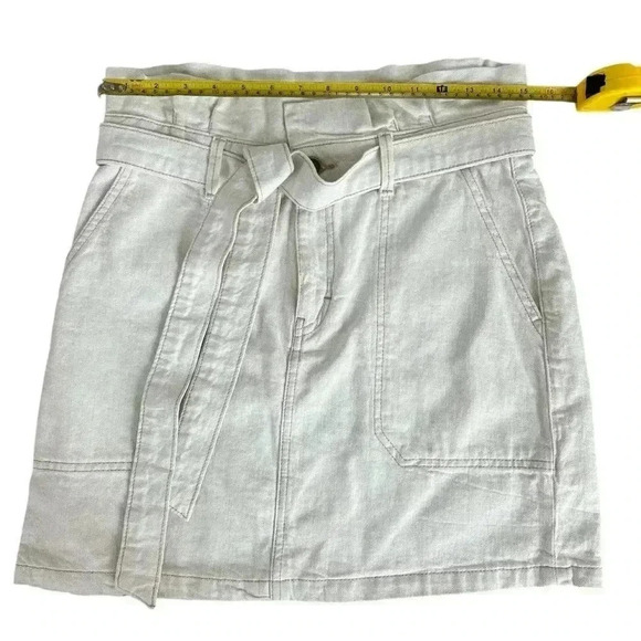 Free People Splendor In The Grass Tie Belt Skirt Oatmeal Pockets Zipper Size 8 - Picture 4 of 5